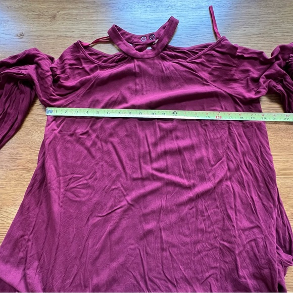 ⭐️ Free People Drift Away Burgundy Cold Shoulder Tunic Top Dress Size SMALL - Picture 11 of 14